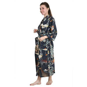Boho Style Floral Kimono Pure Cotton Robe De Bain for Home Fashionable <b>Cardigan</b> for <b>Spring</b> Summer Bedroom Robe De Chambre De - Product Image 5