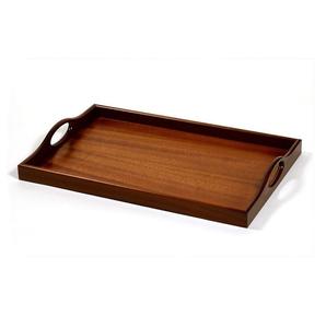 Wooden Dark Brown Serving Tray With Handle for Home Handmade Rectangle Shape Acacia Wood Tray for Kitchenware & Tableware - Product Image 1