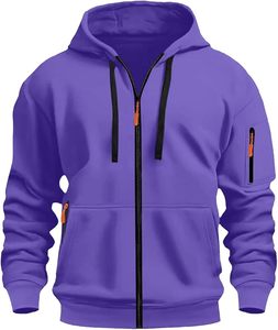 Hot Selling Custom Logo Print Embroidery Design Zip up Hooded Sweatshirts Multi Pockets Full Zippers up <b>Men</b> <b>Running</b> <b>Hoodies</b> - Product Image 1