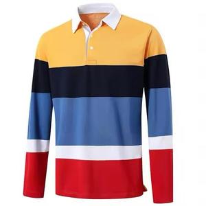 Polo de algodón puro, camiseta de solapa de manga larga para hombre transpirable que absorbe el sudor, camiseta de mediana edad - Product Image 5