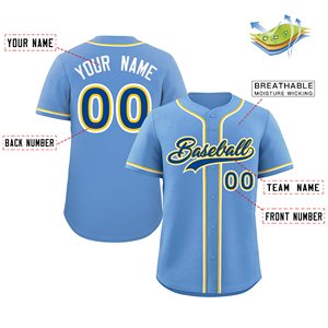 Jersey de béisbol con bloqueo de colores llamativos, camisa de softball con botones personalizados para jóvenes, tubería de contraste bordada, aspecto Retro de EE. UU. - Product Image 4
