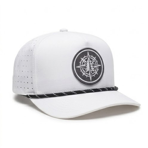 5 Panel Rope Golf Cap Adjustable Strap Laser Cut Design Custom PVC Rubber Logo Sport Hat for Men Women - Product Image 4