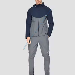 Chándal cortavientos con capucha de invierno transpirable de diseño personalizado, ropa de calle de color sólido para hombre - Product Image 1