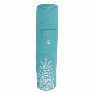 Sac de yoga élégant pour femme en toile avec broderie turquoise motif faune - Product Image 1