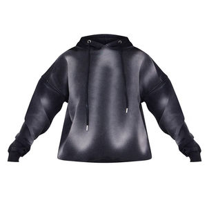 Sudadera con capucha lavada con ácido para mujer de estilo callejero de alta calidad, precios al por mayor, Sudadera con capucha lavada con ácido y logotipo con serigrafía personalizada para mujer - Product Image 6