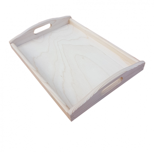 ถาดไม้อะคาเซียถาดเสิร์ฟไม้ทรงสี่เหลี่ยมผืนผ้าพร้อมที่จับ - Product Image 1