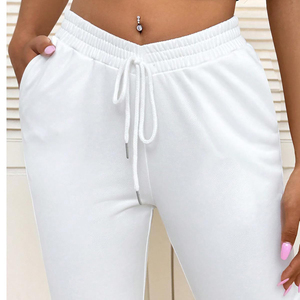 Pantalones Deportivos de Yoga para Mujer, Blancos, Acampanados, de Poliéster, con Cordón, Cintura Alta, Pantalones de Chándal para Mujer, Modelo 2026 - Product Image 4