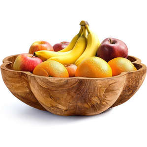 Tazón para Servir Hecho a Mano, Ecológico, de Madera Natural, Diseño Moderno para Uso en el Hogar o Restaurante, Tazón para Frutas/Ensaladas, Contenedor de Alimentos Duradero - Product Image 2