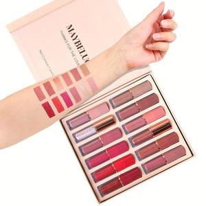 12-Color Vegan Liquid Lip Gloss <b>Makeup</b> <b>Vanity</b> Set Women Long-Lasting Waterproof Matte Shimmer Nude Red Lipstick Stylish Gift Box - Product Image 6