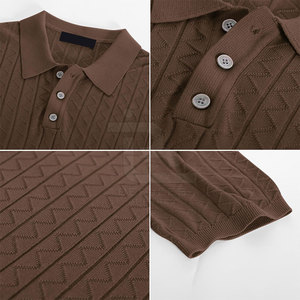 Color sólido de tamaño personalizado de los hombres para la camiseta del polo 100% de algodón desgaste del verano con la textura de punto para adultos - Product Image 3