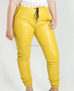 Custom High Quality Spandex Sport Gym Skinny it Mustard Faux Leather Leg Joggers And Sweatpants cotton Breathable joggers