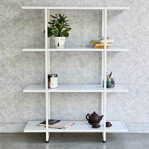 4-Tier Bookshelf KS68229 94x35x120(cm) White Iron Frame Standing Type for Living Room Installation - Product Image 3