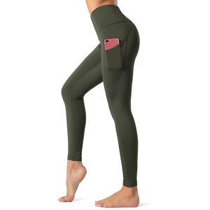 Mallas de Yoga de cintura alta sólidas para levantar glúteos, ejercicio, Control de barriga, entrenamiento, correr, pantalones de Yoga atléticos para mujeres con 3 bolsillos - Product Image 2