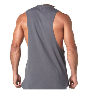 Camiseta sin mangas cortada con cuello redondo ajustada de rendimiento personalizado sin mangas que absorbe la humedad logotipo impreso culturismo camiseta sin mangas para hombres - Product Image 2