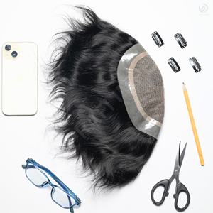 Golden Hair International's Premium Men's Toupee Miraz Border avec Front Lace Technique Indian Remy Hair PU Technique - Product Image 2