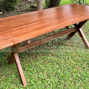 Modern New Minimalist Dining <b>Table</b> Natural Teak Wood Six Slats For Home Living Outdoor Furniture Patio Terrace <b>Table</b> or <b>Garden</b> - Product Image 4