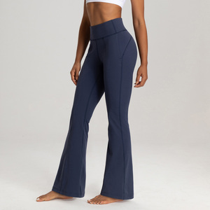Leggings de yoga taille haute pour femmes, longueur mollet, avec bande latérale contrastante, coutures contrastées, extensibles dans quatre directions, pantalon noir - Product Image 2
