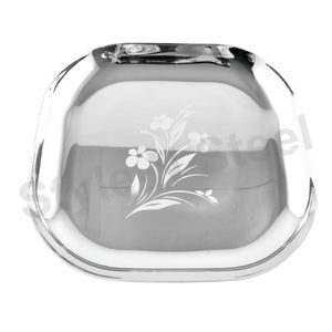 Plateau de service en acier inoxydable Plateau chargeur Plaque Restaurant Maison Hôtel Utilisation Forme ronde Plateau Dollar Plateau de service en acier inoxydable - Product Image 1