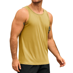 เสื้อกล้ามผ้าคอตตอนผสมโพลีเอสเตอร์แบบเรียบ น้ำหนักเบา สั่งทำพิเศษ พิมพ์โลโก้ได้ คอทรงโอ สำหรับผู้ชาย - Product Image 1