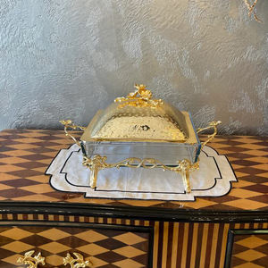 Chauffe-plats pour mariage Ensemble de buffet doré au design unique pour hôtels et restaurants Usage quotidien Supports en métal Plats à friction en laiton - Product Image 2