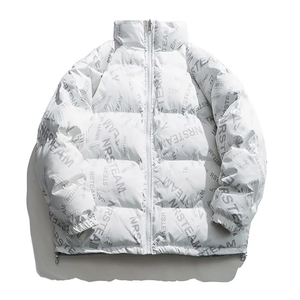 OEM de alta calidad personalizable hombres/mujeres Puffer Bomber chaqueta sublimación impresión lienzo tela recubierta con su logotipo - Product Image 3