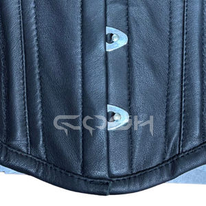 ผู้จำหน่ายชุดคอร์เซ็ทหนังสีดำรัดเอวแบบไม่มีโครงเสริมใต้หน้าอก สำหรับใส่ไปเที่ยวคลับ พร้อมเข็มขัดหนังปรับได้ด้านนอก - Product Image 5