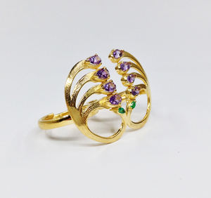 Gemvanity, argent sterling 925 plaqué or, serti de pavés d'émeraude, fournisseur, grossiste, fabrication sur mesure, fait main, anneaux unisexes bon marché - Product Image 4