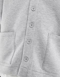 Sudadera con capucha para hombre, jersey de calle, cuello de botón medio lleno, forro polar térmico con capucha bordado, estilo inflado de algodón 100% - Product Image 4