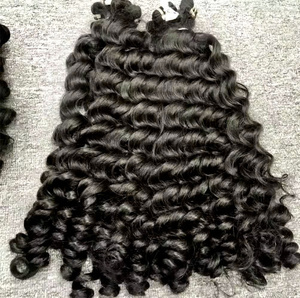 Extensions de cheveux humains Remy vietnamiens ondulés bouclés, double trame machine, cuticules alignées, sans nœuds, sans désordre, couleurs plus foncées uniquement - Product Image 1