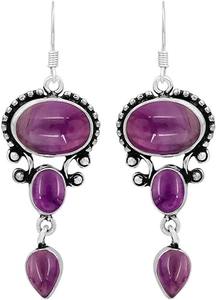 Pendientes de Plata de Ley 925 con Baño de Oro y Amatista, Forma Ovalada, Joyería Moderna para Mujeres y Niñas - Product Image 5