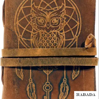 Hibou en relief Design Grimoire sort carnet de croquis en cuir véritable signet collège poésie Journal Deckle papier 7x5