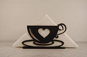 Servilletero de Madera con Tema de Café Heartbeat para Mesa de Cafetería, Cocina y Rincón de Café, Ideal para Decoración y Regalos, Procedente de la India - Product Image 2