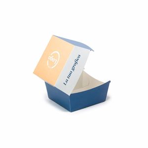 Boîtes à hamburgers personnalisées Mod. Papier d'art OSTRICA 12x12x11 cm - Laminage brillant ou mat, gaufrage - Product Image 4