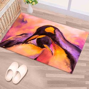 Tapis à motifs de pingouins en peinture pastel, tapis imprimé coloré pour décoration moderne, tapis en chenille - Product Image 5