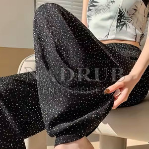 Mejor calidad transpirable color personalizado mujeres strass pantalón nueva moda gran oferta ropa de calle - Product Image 6