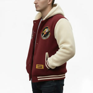 เสื้อแจ็คเก็ตวาร์ซิตี้ผู้ชายปักลายเชนิลล์แบบกำหนดเอง สินค้ามาแรง แฟชั่นลำลอง เสื้อแจ็คเก็ตวาร์ซิตี้ผ้าฟลีซสำหรับผู้ชาย - Product Image 4