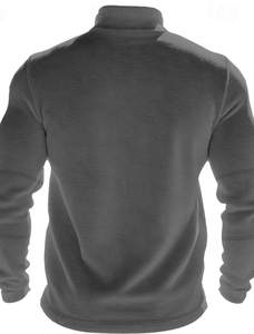 Sudadera de Forro Polar con Cierre de Cremallera de Cuarto, Cuello Alto, Estampado, Talla Europea, Algodón Antiarrugas, Estilo Urbano de Invierno para Hombre, Corte Regular - Product Image 3