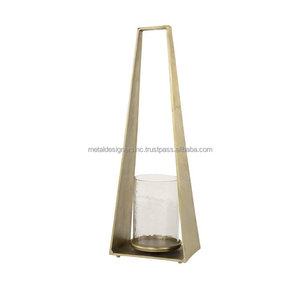 Large Gold <b>Candle</b> <b>Holder</b> With Hurricane Glass Hammered <b>Candle</b> <b>Holder</b> Tabletop Centerpieces Wedding Parties Events - Product Image 3