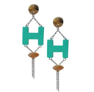 Fanyue Fluorescent Couleur Carré Épissage Longues Boucles D'oreilles Boucles D'oreilles pour Femmes 2025 BY HF CRAFTS - Product Image 1