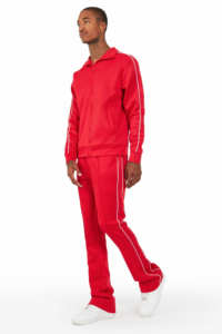 Customizable 100% Cotton French Terry Print Distressed Sun Fade Acid Wash Tracksuit Rhinestone <b>Flare</b> Sweat Pants Set OEM - Product Image 5