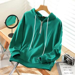 เสื้อฮู้ดมีซิปเปิดไหล่ปล่อยแบบลำลองใหม่100% เสื้อสวมหัวผ้าฝ้ายออร์แกนิคระบายอากาศ - Product Image 6