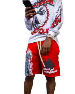 Conjunto corto de chándal de algodón 100% de verano para hombre, camiseta de manga larga de secado rápido, pantalones cortos con estampado DTG, chándal teñido liso transpirable - Product Image 2