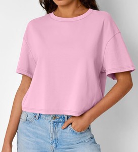 T-shirts courts pour femmes-Tops courts à manches courtes et épaules tombantes Y2K Casual Summer Basic Tees Casual Oversized Crop T Shirts - Product Image 2