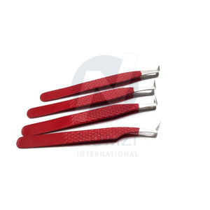 Ensemble de pinces à cils professionnelles personnalisées en acier inoxydable rouge, poignée diamantée, pointe pointue, extensions de volume, étui magnétique, poudre - Product Image 2