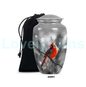 Venta caliente de aluminio grande de cremación de pájaros cardinales urna para adultos para cenizas humanas urna decorativa de tamaño completo con bolsa de terciopelo gratis - Product Image 2
