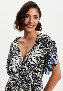 Tout nouveau à la mode personnalisé imprimé tropical bleu Dip Dye robe portefeuille robe mi-longue en viscose pour femmes et filles à bas prix - Product Image 6