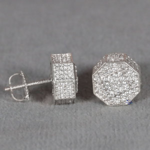 Ces boucles d'oreilles en or blanc 14kt avec diamants de laboratoire améliorent magnifiquement l'élégance des femmes en ajoutant une touche de charme exquis - Product Image 2