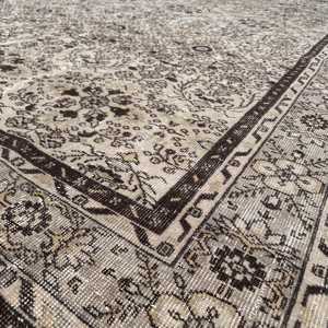 Turkish Area Rug 0.6x10.3 ft, <b>Brown</b> White Floral Rug <b>Wool</b> - Product Image 4