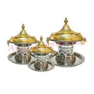 Luxe Look Dates Bol De Service Magnifique Métal Plaqué Argent Taille Personnalisée Forme Ronde Arabe Dates Bol Snack Plat Avec Couvercle - Product Image 3