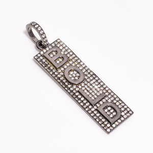 Pendentif en zircon audacieux initial unique en argent sterling 925 Style minimaliste pavé de pendentifs fins et breloques cadeau parfait pour elle - Product Image 2